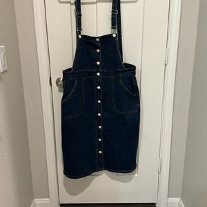 Plus sized, blue jean overalls/skirt